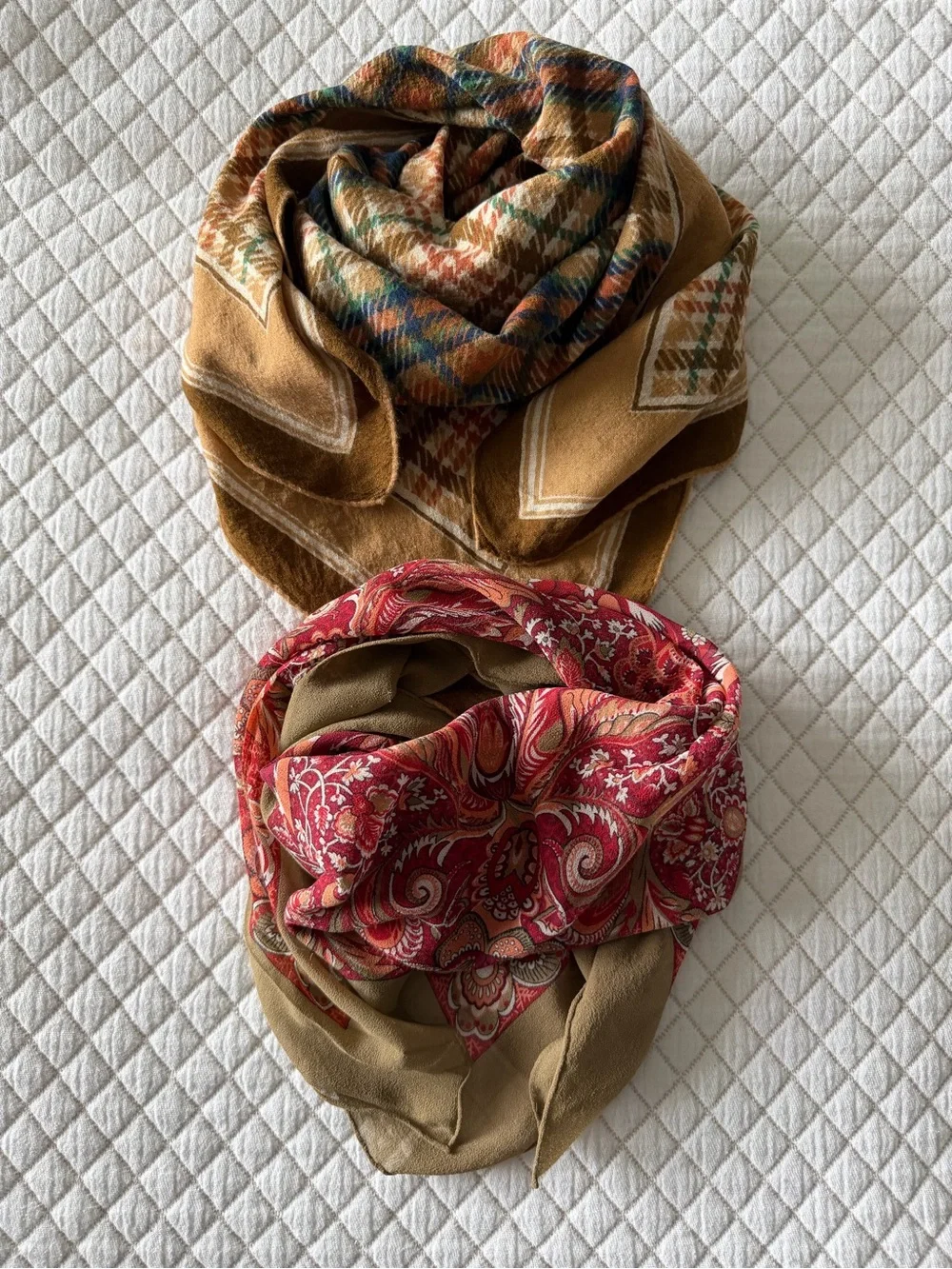 Fisba Stoffels Vintage Scarf Set of 2 Square Scarves Swiss Designer